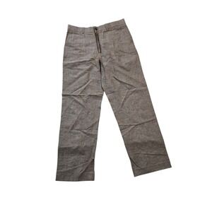 Merona Men's Linen Blend Flat Front Pants 34x32 Brown Heather Chino Trousers